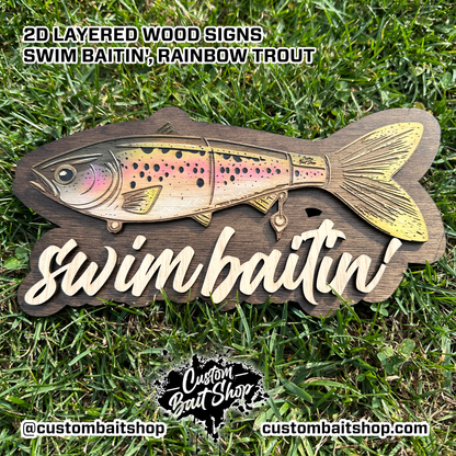 Custom 2D Layered Wood Art - SwimBaitin'