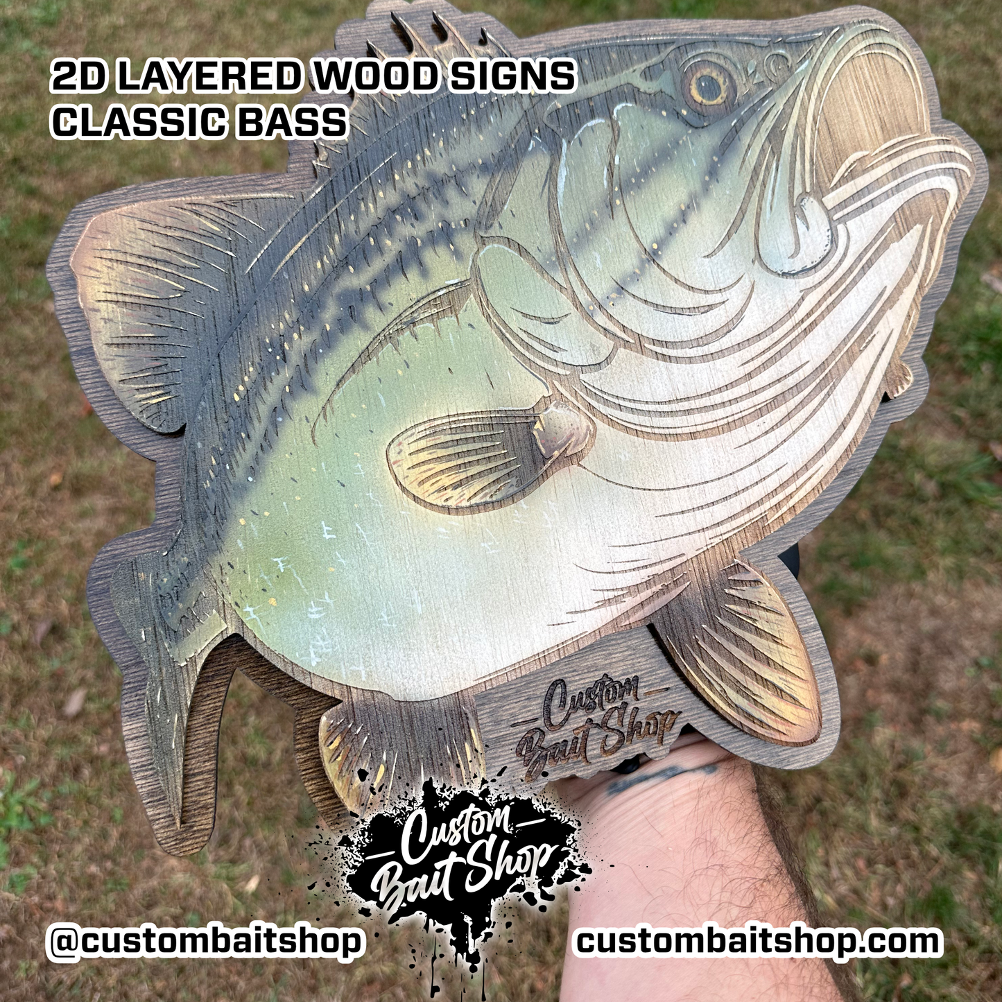 2D Wood Largemouth Bass Wall Art