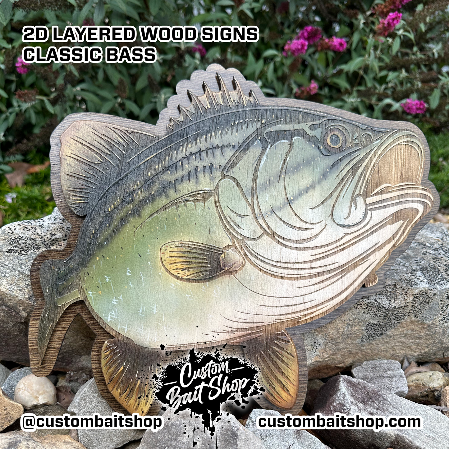 2D Wood Largemouth Bass Wall Art