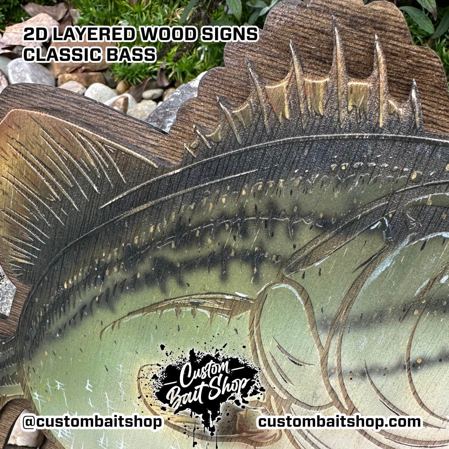 2D Wood Largemouth Bass Wall Art