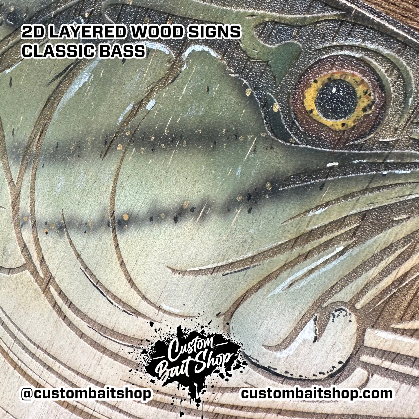 2D Wood Largemouth Bass Wall Art