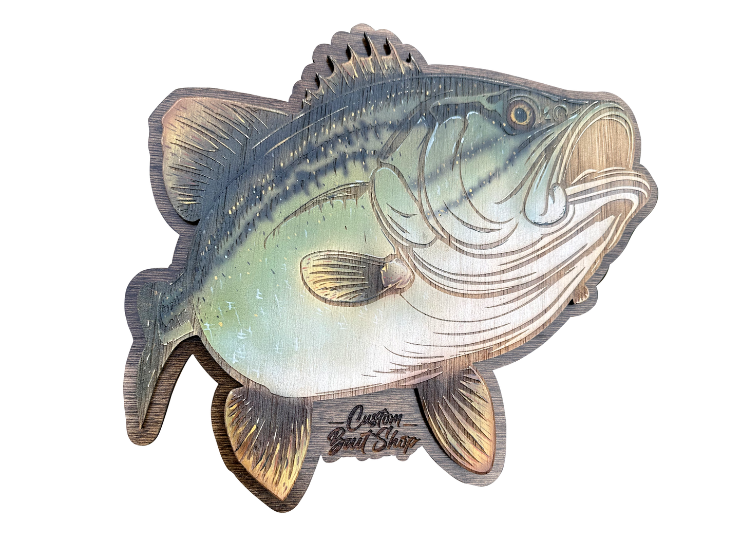 2D Wood Largemouth Bass Wall Art