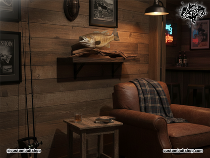 Smallmouth Bass Replica w Driftwood (deposit)